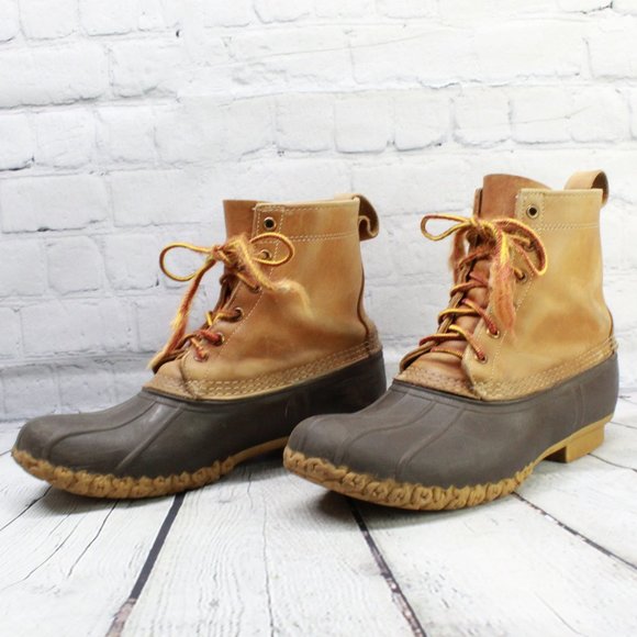 LL Bean 8'' Brown Leather Thinsulate Waterproof Lace Up Duck Boots M 9 L 11 - Picture 2 of 9